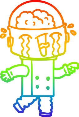 gökkuşağı gradyan çizgi çizimi bir insan tarafından çizilmiş ağlayan robot çizimi