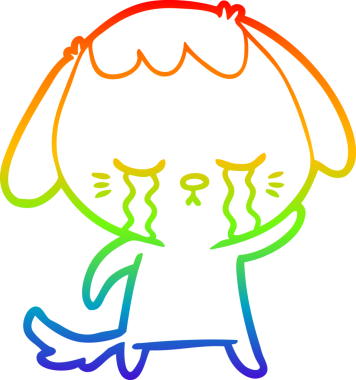 gökkuşağı gradyan çizgi çizimi bir insan tarafından çizilmiş ağlayan bir köpek