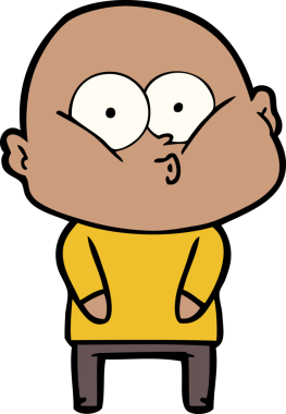 Bir insan tarafından çizilmiş kel bir adam.