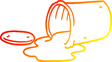 Bir insan tarafından çizilen, dökülen yiyecek karikatürünün sıcak gradyan çizimi