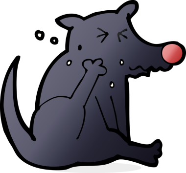 Bir insan tarafından çizilmiş çizgi köpek çizimi.