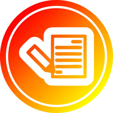 bir insan tarafından çizilmiş doküman ve kalem dairesel simgesi