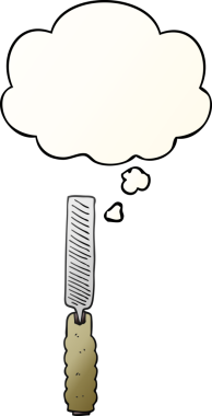 bir insan tarafından çizilmiş yumuşak eğimli düşünce baloncuklu metal çizgi film dosyası