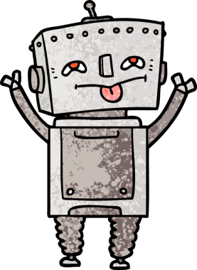 Bir insan tarafından çizilmiş çizgi film robotu