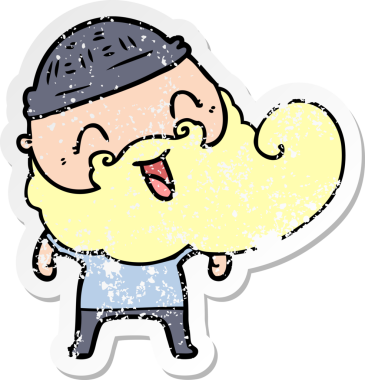 Bir insan tarafından çizilmiş mutlu sakallı bir adamın sıkıntılı çıkartması.