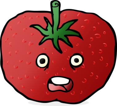 Bir insan tarafından çizilmiş domates çizgi filmi.