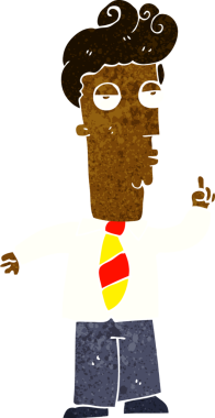 Çizgi filmdeki sıkılmış adam bir insan tarafından çizilmiş sorular soruyor.