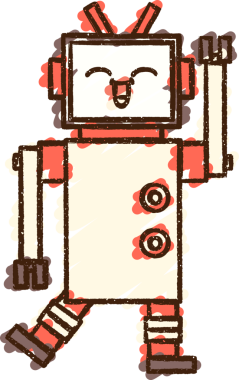 Bir insan tarafından çizilen robot tebeşiri.