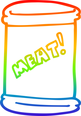 Bir insan tarafından çizilmiş bir et konservesinin çizimi.