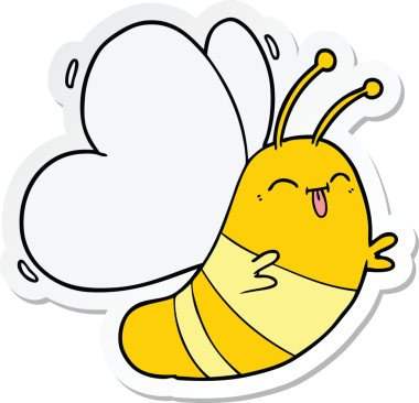 Bir insan tarafından çizilmiş komik bir kelebeğin çıkartması.