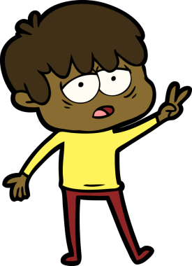 Bir insan tarafından çizilmiş bitkin çocuk çizgi filmi.