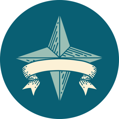 bir insan tarafından çizilmiş bir yıldızın pankartıyla dövme biçimi simgesi