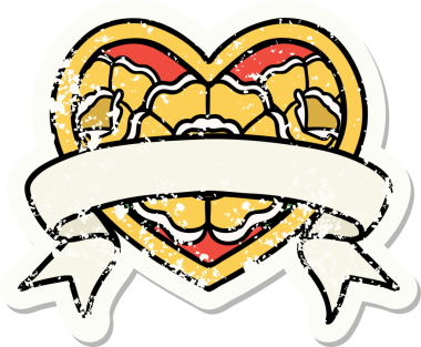 Geleneksel bir kalp stili ve insan tarafından çizilmiş çiçekli pankart dövmesi.