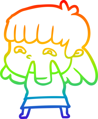 Gökkuşağı gradyan çizimi Bir insan tarafından çizilmiş endişeli bir çizgi kadın