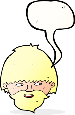 Bir insan tarafından çizilmiş konuşma balonu olan sakallı bir adam.