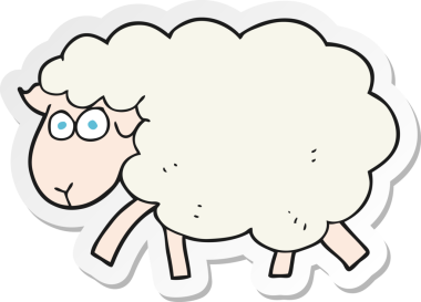 Bir insan tarafından çizilmiş bir koyunun çıkartması.