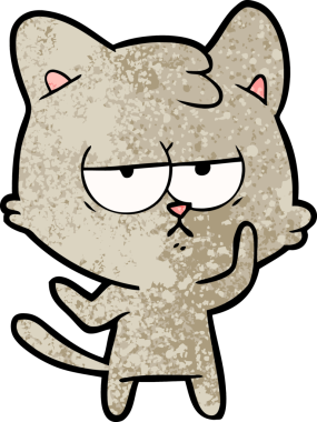 Bir insan tarafından çizilmiş sıkıcı çizgi film kedisi.