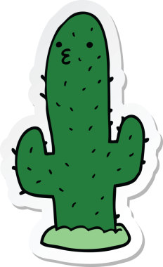 Bir insan tarafından çizilmiş bir kaktüsün çıkartması.