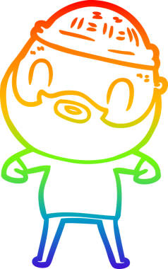 Gökkuşağı gradyan çizgi çizimi bir insan tarafından çizilmiş sakallı bir adamın