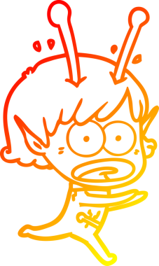 Bir çizgi film karakteri, bir insan tarafından çizilmiş bir uzaylı kız çizimi.