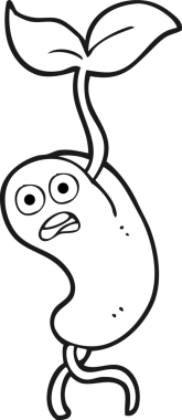 Bir insan tarafından çizilmiş siyah-beyaz filizlenen tohum.