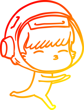 Bir insan tarafından çizilen çizgi film meraklısı astronotun sıcak gradyan çizimi