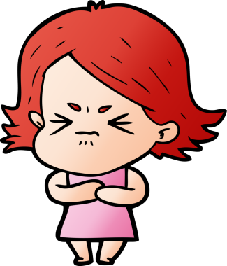 Bir insan tarafından çizilmiş kızgın bir kız.