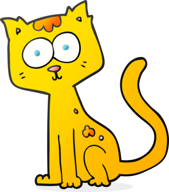 Bir insan tarafından çizilmiş serbest çizim çizgi film kedisi.