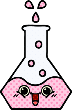 Bir insan tarafından çizilmiş bir bilim şişesi karikatürü.