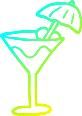 Bir insanın çizdiği karikatür kokteylinin soğuk gradyan çizimi