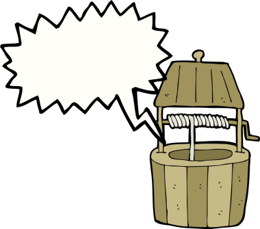 Bir insan tarafından çizilmiş konuşma baloncuğu ile dilek kuyusu