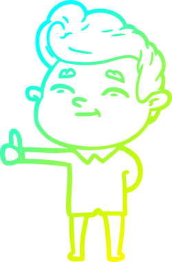 Bir insan tarafından çizilmiş mutlu bir çizgi film karakteri çizimi.