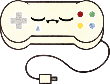 Bir insan tarafından çizilmiş bir oyun denetleyicisinin retro illüstrasyon tarzı karikatürü