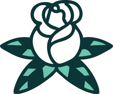 Bir insan tarafından çizilmiş tek bir gülün ikonik dövme şekli