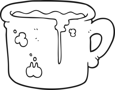 Bir insan tarafından çizilmiş siyah beyaz bir kahve fincanı.