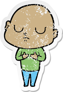 Bir insan tarafından çizilmiş kel bir adamın sıkıntılı çıkartması.