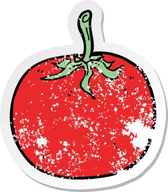 Bir insan tarafından çizilmiş bir domatesin gerilimli çıkartması.