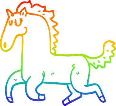 gökkuşağı gradyan çizgi çizimi bir insan tarafından çizilmiş koşu atı