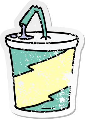 Bir insan tarafından çizilmiş el yazısı çizgi film çizimi fast food içeceği.