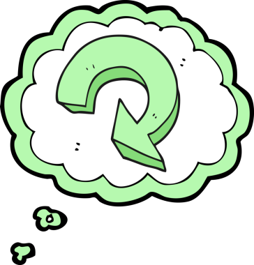 Bir insan tarafından çizilmiş serbest çizim balon karikatür geri dönüşüm oku