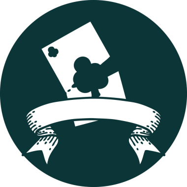 bir insan tarafından çizilmiş yırtık bir kartın pankartıyla dövme biçimi simgesi