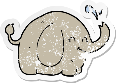 Bir insan tarafından çizilmiş karikatür filinin sıkıntılı çıkartması.