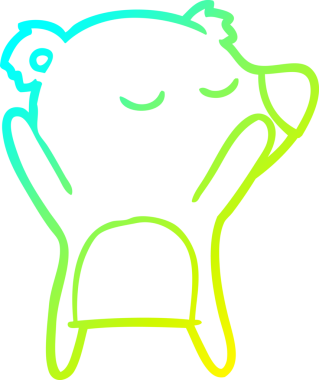 Bir insan tarafından çizilen mutlu çizgi film ayısının soğuk gradyan çizgisi.