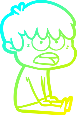 Bir insan tarafından çizilmiş endişeli çizgi film çocuğunun soğuk gradyan çizgisi.