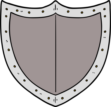 Bir insan tarafından çizilmiş çizgi film kalkanı.