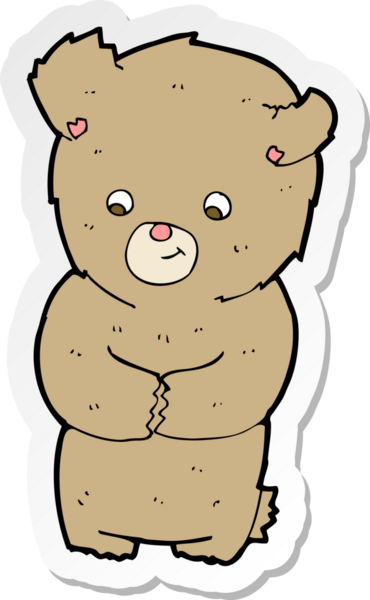 Bir insan tarafından çizilmiş oyuncak ayının çıkartması.