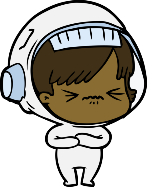 Bir insan tarafından çizilmiş astronot kadın.