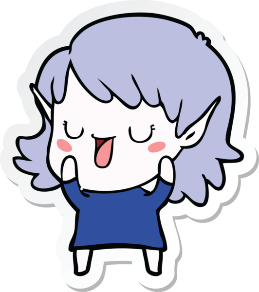 Bir insan tarafından çizilmiş bir elf kızının çıkartması.