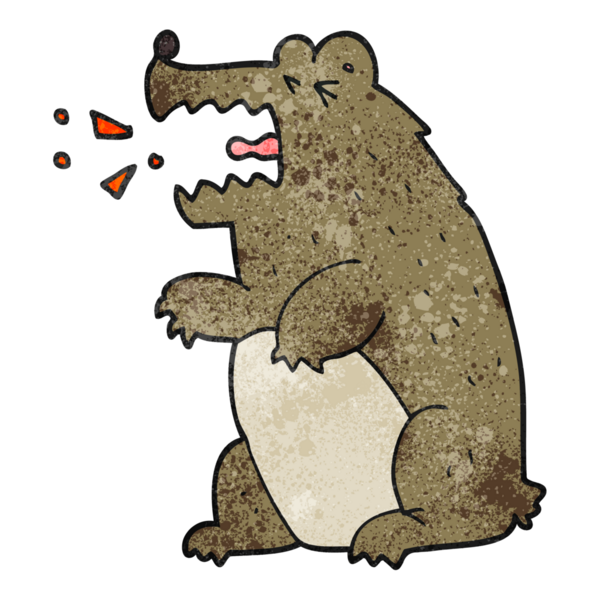 Bir insan tarafından çizilmiş el yapımı çizgi film ayısı.