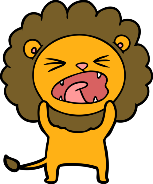 Bir insan tarafından çizilmiş çizgi film aslanı.